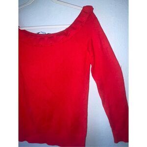 Antonio Melani Red 100% Cashmere sweater ruffle neck line euc size small